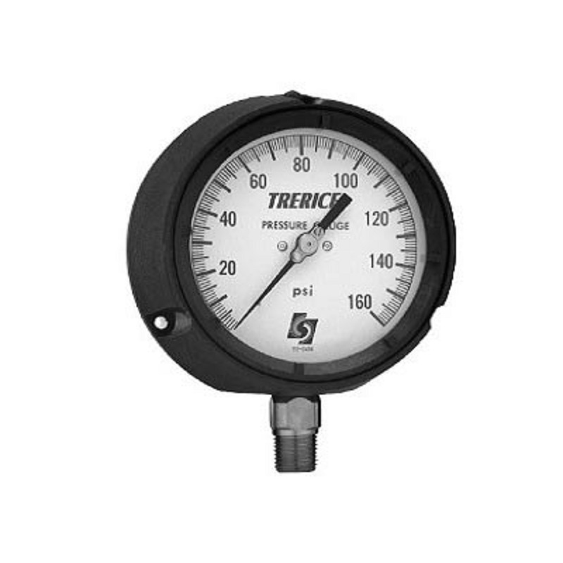 Pressure Gauge 0 to 15 PSI 4-1/2" Face Poly Case 1/4" Thread Lower Mount 
